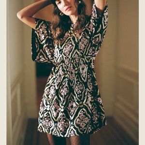 Anthropologie Ameila Black and Gold Sequin Dress - Sz S